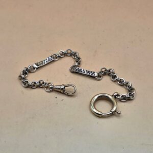 Chaine de montre à gousset en argent avec partie niellé