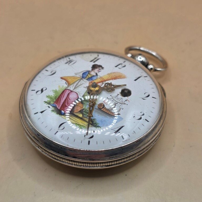 Montre oignon a décor de navire et de paysan – Image 2