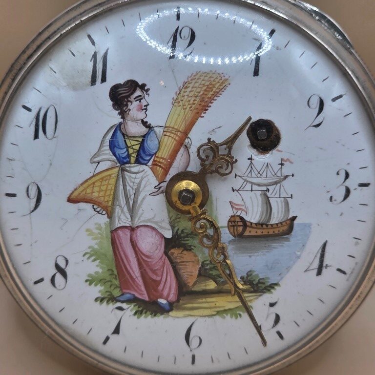 Montre oignon a décor de navire et de paysan – Image 3