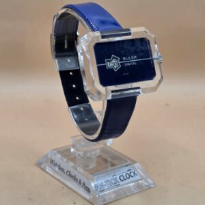 Montre Buler à heure sautante avec mouvement visible bleu