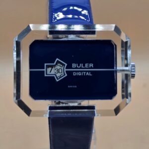 Alternative view of Montre Buler à heure sautante avec mouvement visible bleu